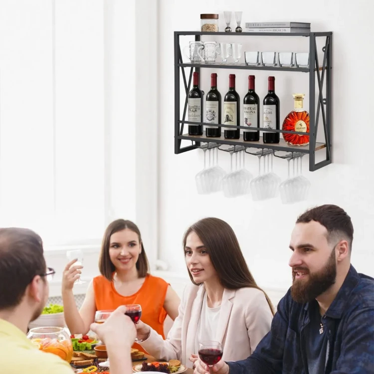3-poziomowy ścienny stojak na wino