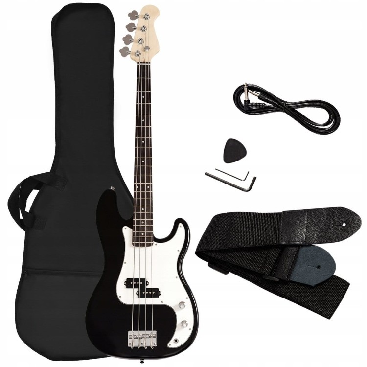 Elektryczna gitara basowa z futerałem