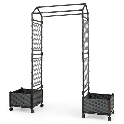 Pergola ogrodowa łuk ze skrzynkami na kwiaty