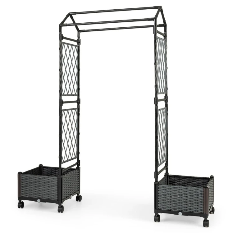 Pergola ogrodowa łuk ze skrzynkami na kwiaty