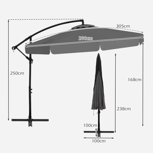 Parasol ogrodowy 305 cm z pokrowcem