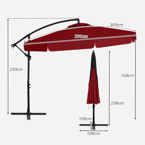 Parasol ogrodowy 305 cm z pokrowcem