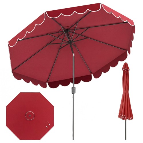 Parasol ogrodowy z regulacją kąta nachylenia i falbaną