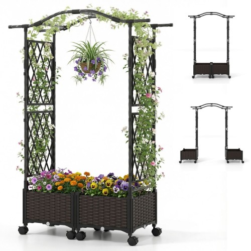 Pergola ogrodowa do roślin pnących ze skrzyniami na kwiaty