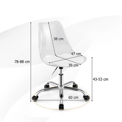 Fotel biurowy regulowany bezbarwny - glamour ghost chair