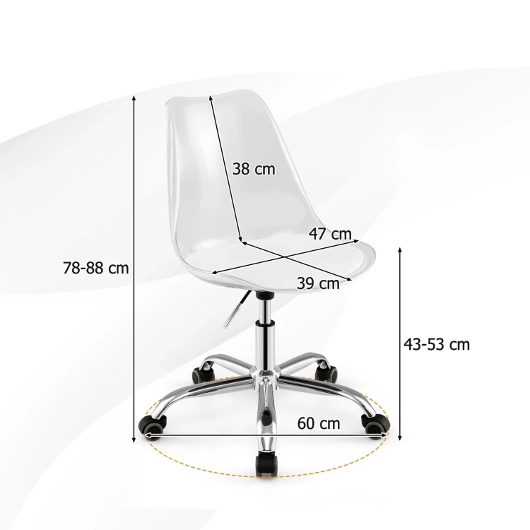 Fotel biurowy regulowany bezbarwny - glamour ghost chair