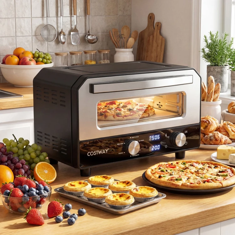 Elektryczny piec do pizzy 1700W – piekarnik stołowy z kamieniem