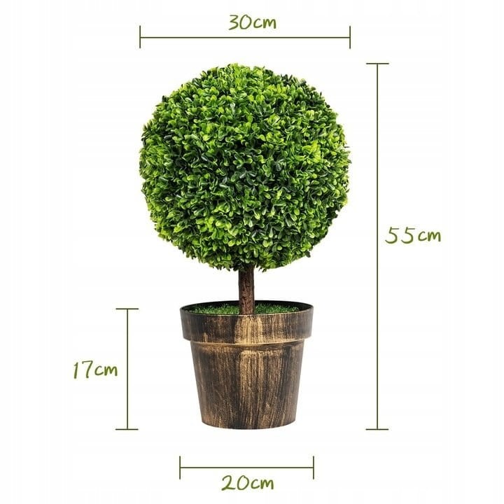Sztuczna roślina ozdobna Bukszpan 55cm zestaw 2 szt.