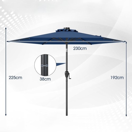 Parasol ogrodowy z oświetleniem LED granatowy