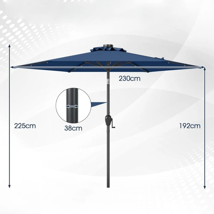 Parasol ogrodowy z oświetleniem LED granatowy