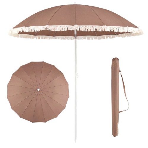 Parasol plażowy z frędzlami 160 cm - składany z pokrowcem