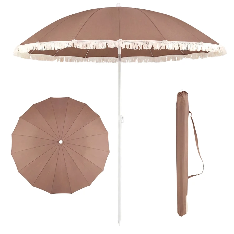 Parasol plażowy z frędzlami 160 cm - składany z pokrowcem