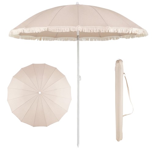 Parasol plażowy z frędzlami 160 cm - składany z pokrowcem