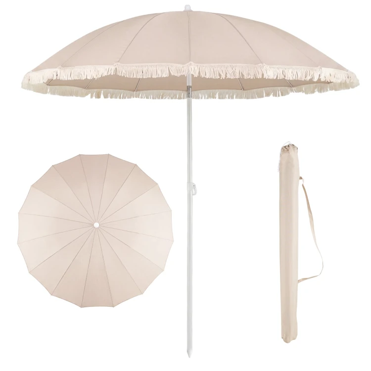 Parasol plażowy z frędzlami 160 cm - składany z pokrowcem