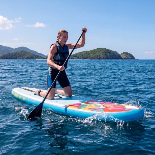 Dmuchana deska SUP stand up paddle niebieska - komplet