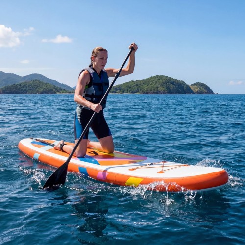 Dmuchana deska SUP stand up paddle pomarańczowa - komplet
