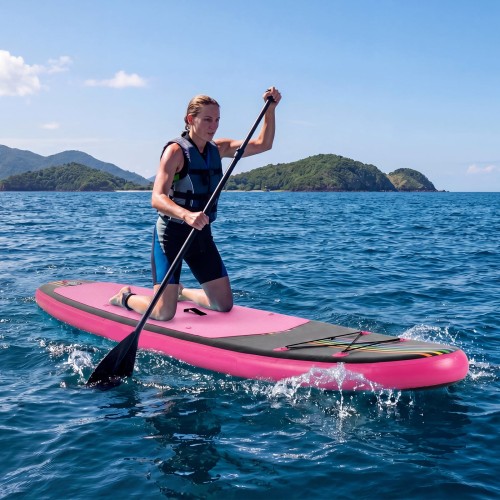 Dmuchana deska SUP stand up paddle różowa- komplet