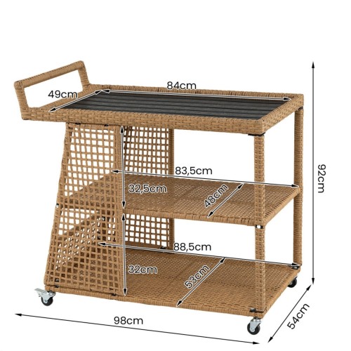 Wózek ogrodowy do serwowania posiłków