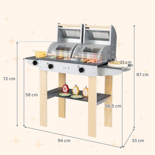 Drewniany grill zabawka dla dzieci z akcesoriami