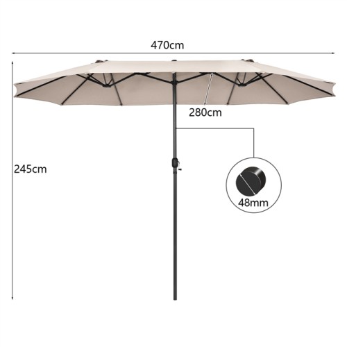 Podwójny parasol ogrodowy na taras 470 cm
