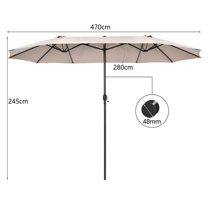 Podwójny parasol ogrodowy na taras 470 cm
