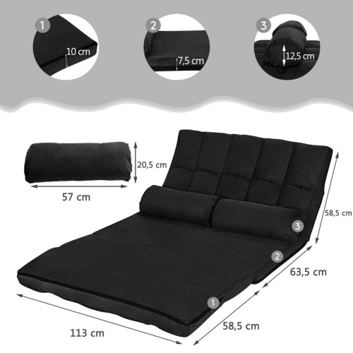 Rozkładana sofa podłogowa z regulowanym oparciem