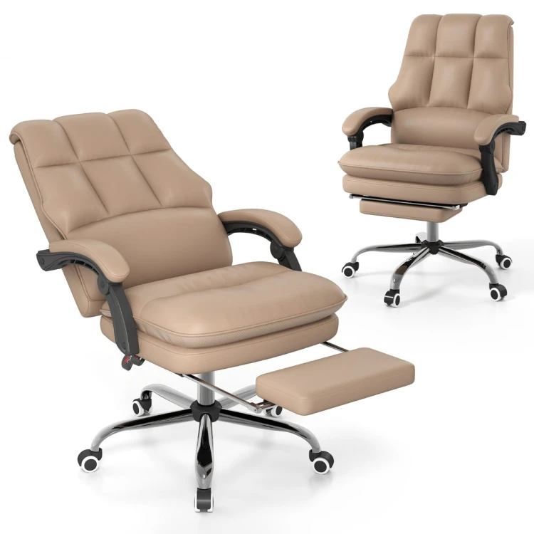 Ergonomiczne krzesło biurowe z wysuwanym podnóżkiem