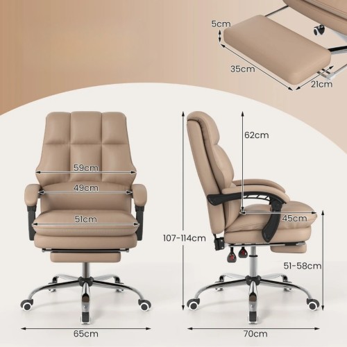 Ergonomiczne krzesło biurowe z wysuwanym podnóżkiem