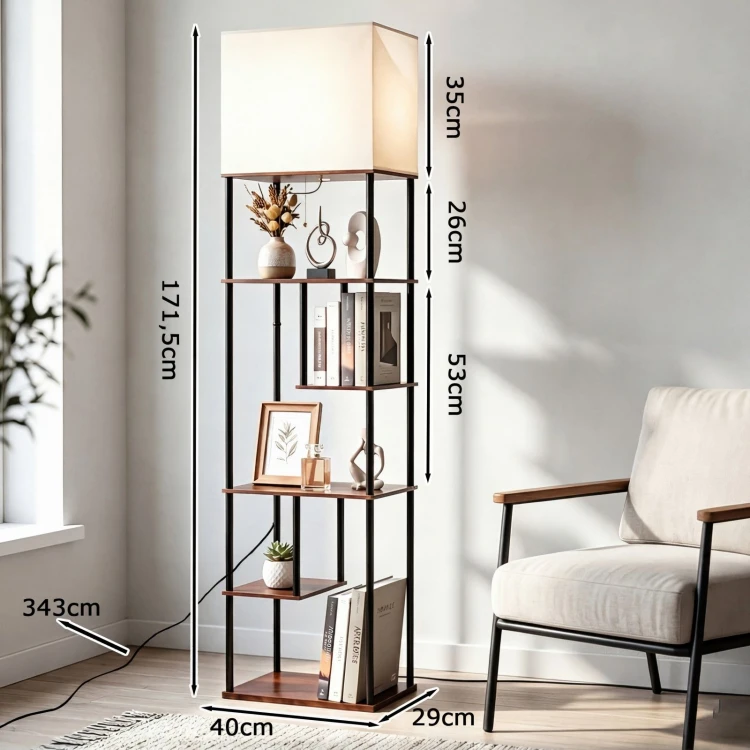 Lampa podłogowa z półkami