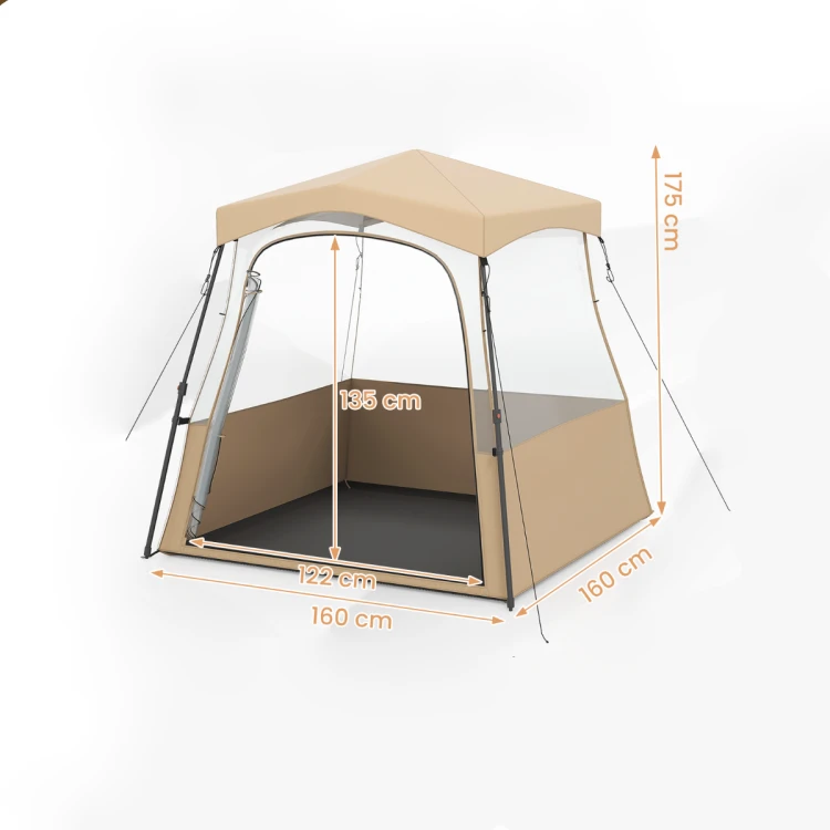 Przezroczysty namiot kempingowy typu pop-up 183 x 135 x 175 cm