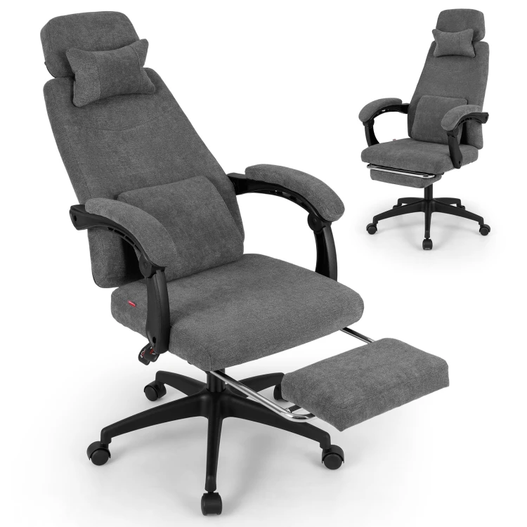 Ergonomiczne krzesło biurowe z wysuwanym podnóżkiem