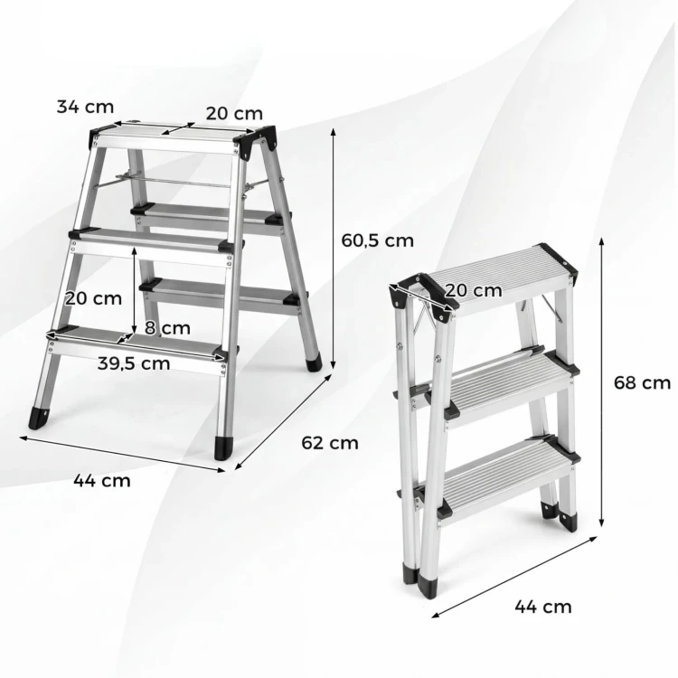 3-stopniowa drabinka z aluminium