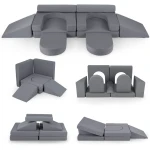 10-częściowa modułowa sofa dziecięca z zamszowym pokrowcem