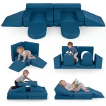 10-częściowa modułowa sofa dziecięca z zamszowym pokrowcem