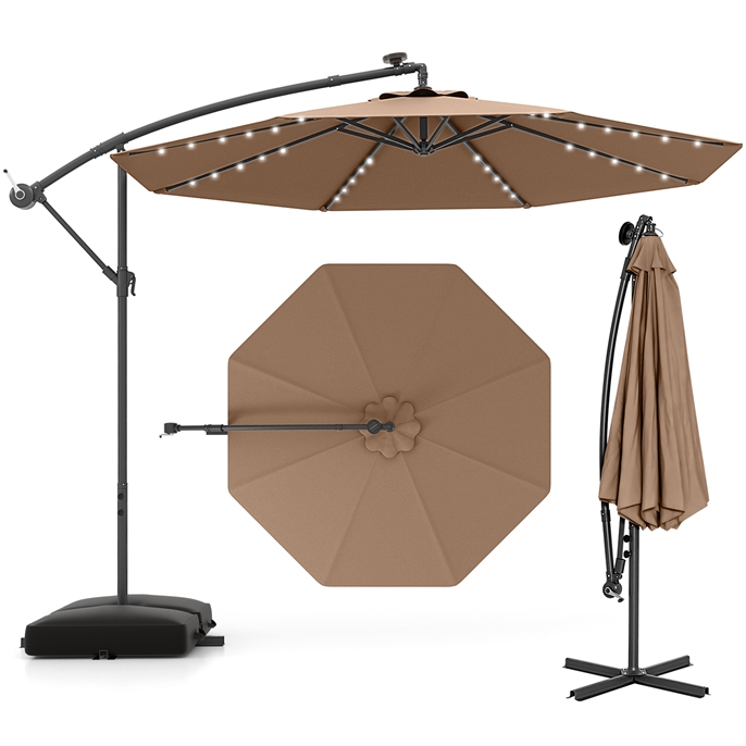 Parasol ogrodowy z wysięgnikiem i oświetleniem LED