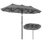 Podwójny parasol ogrodowy szary
