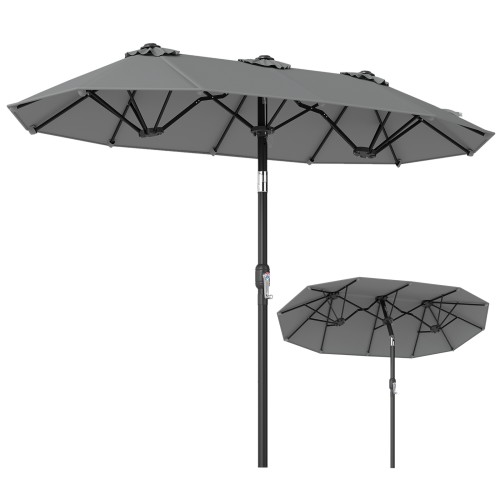 Podwójny parasol ogrodowy szary