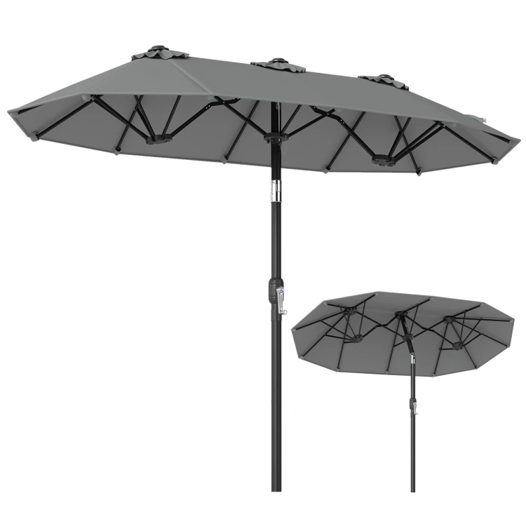 Podwójny parasol ogrodowy szary