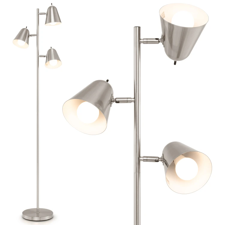 Lampa podłogowa z 3 kloszami 163 cm