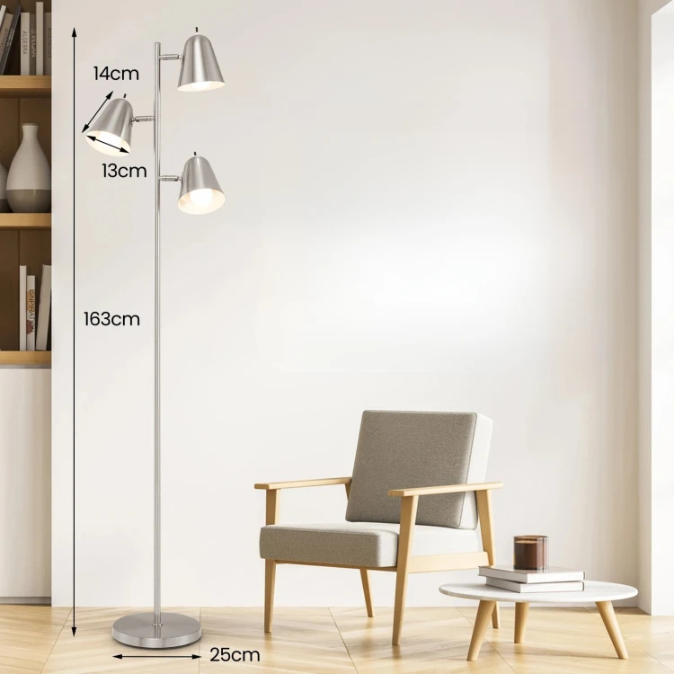 Lampa podłogowa z 3 kloszami 163 cm
