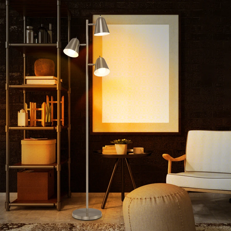 Lampa podłogowa z 3 kloszami 163 cm