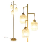 Lampa podłogowa z 3 abażurami złota