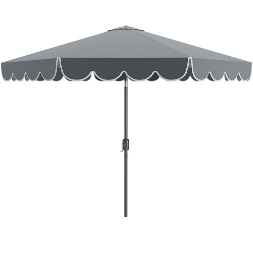 Parasol ogrodowy z korbą i falbaną 300 cm