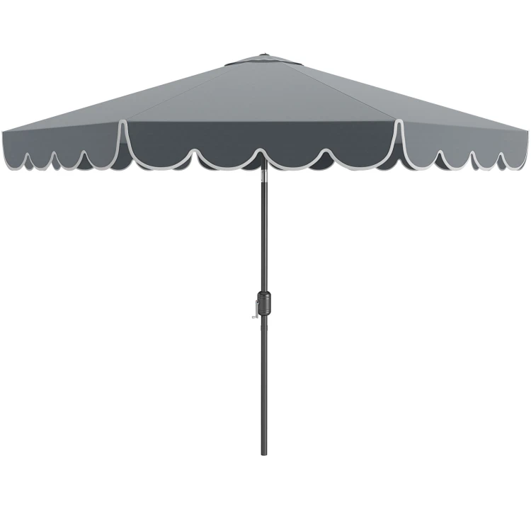 Parasol ogrodowy z korbą i falbaną 300 cm