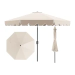 Parasol ogrodowy z korbą i falbaną 300 cm
