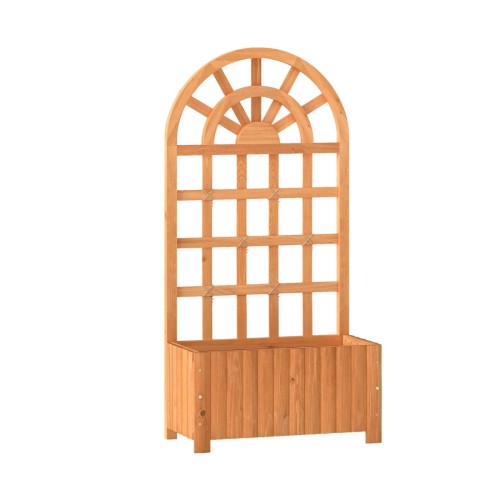 Pergola ogrodowa skrzynka na kwiaty ze ścianką do roślin pnących brązowa