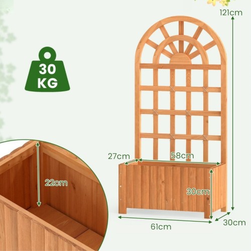 Pergola ogrodowa skrzynka na kwiaty ze ścianką do roślin pnących brązowa