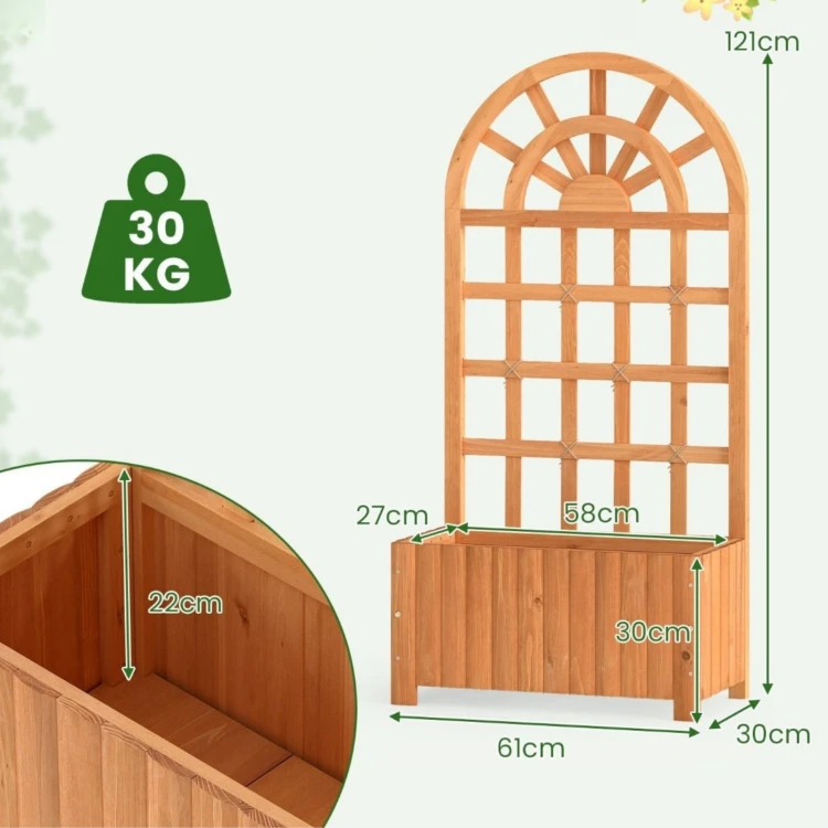 Pergola ogrodowa skrzynka na kwiaty ze ścianką do roślin pnących brązowa