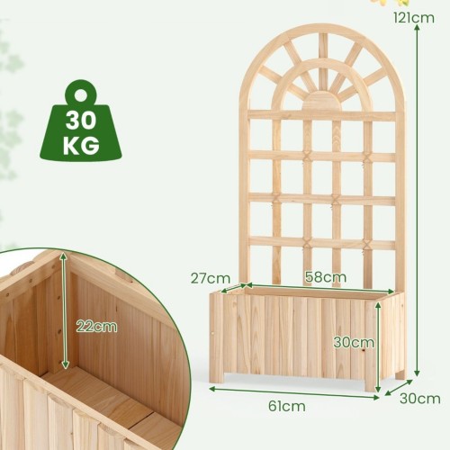 Pergola ogrodowa na kwiaty ze ścianką do roślin pnących naturalny brąz