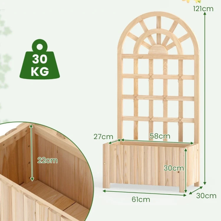 Pergola ogrodowa na kwiaty ze ścianką do roślin pnących naturalny brąz